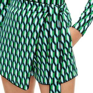 Side Wrap Arrow Geo Green Mini Skort DVF NWT DIANE VON FURSTENBERG + Target